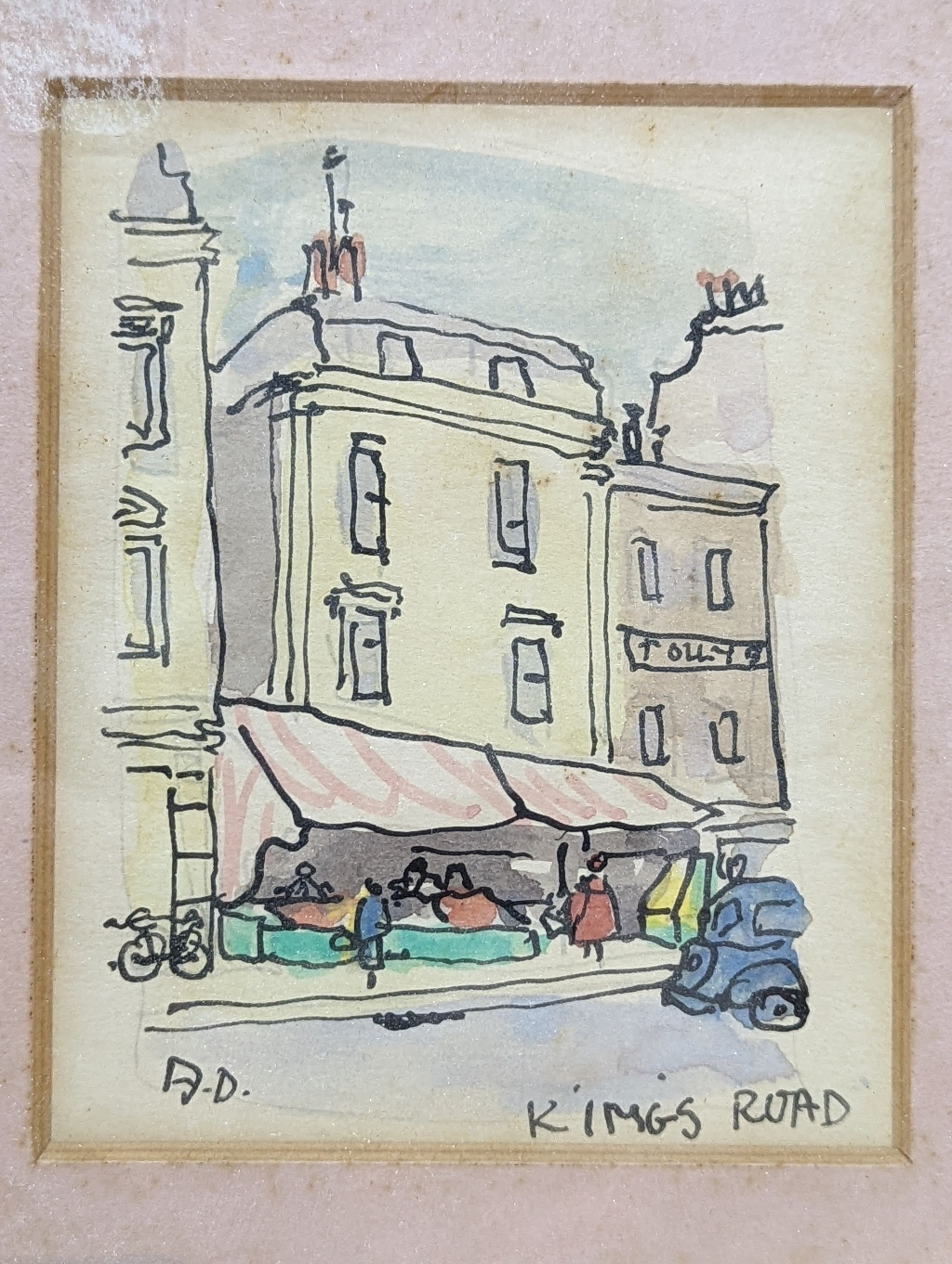 Adrian Daintrey (1902-1988), ink and watercolour, Kings Road and The Embankment, initialled, 13 x 10cm